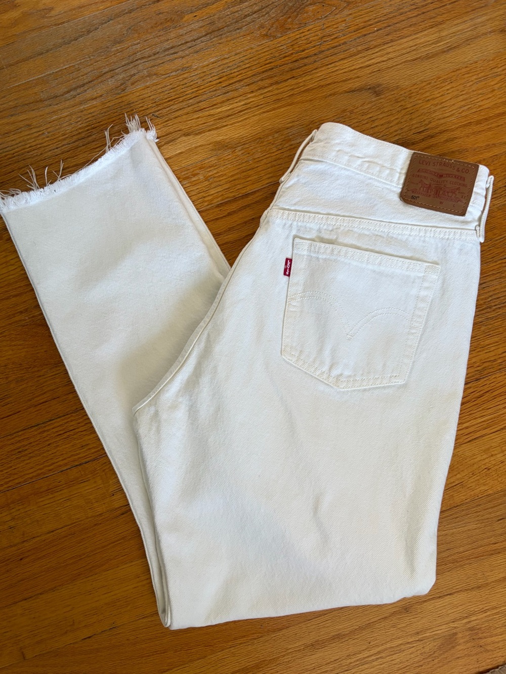 Levi’s White 501 Button Front Jeans